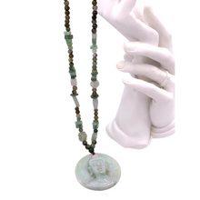 将图片加载到图库查看器，Burmese Jade Necklace with Buddha Figure pendant
