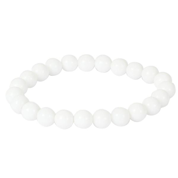 White Agate bead bracelet with elastic string