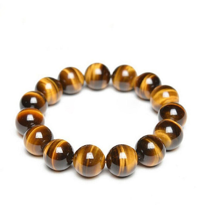 Yellow Tiger's Eye bracelet (12mm bead size) with elastic string
