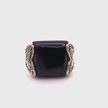 Load and play video in Gallery viewer, 360 view of Black Onyx Square Shape Ring in Sterling Silver
