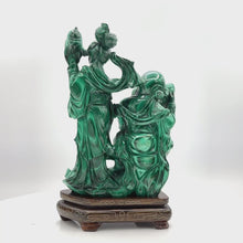 Cargar y reproducir el video en el visor de la galería, Shou Xing Malachite Sculpture (Qing Dynasty)
