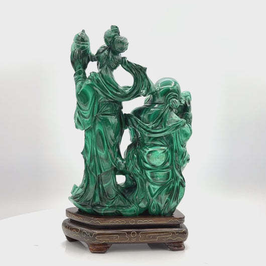 Shou Xing Malachite Sculpture (Qing Dynasty)