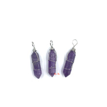 Load image into Gallery viewer, Amethyst Point Pendant with silver wire wrapped

