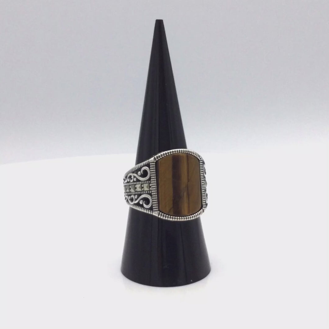 Yellow Tiger's Eye Ring in Sterling Silver