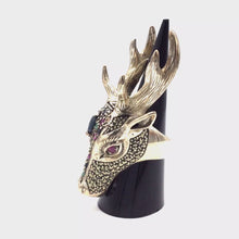 Load and play video in Gallery viewer, Multi Gemstones Ring in Deer Shape Sterling Silver
