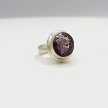 Load and play video in Gallery viewer, 360 Video of Amethyst round faceted cut ring in sterling silver
