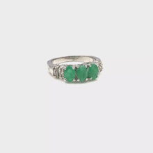 Load and play video in Gallery viewer, Emerald with Diamonique Ring in Sterling Silver
