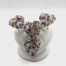 Cargar y reproducir el video en el visor de la galería, Multi-colored gemstones heart-shaped set (sterling silver)
