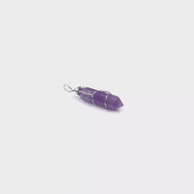 Load and play video in Gallery viewer, Amethyst Point Pendant with silver wire wrapped
