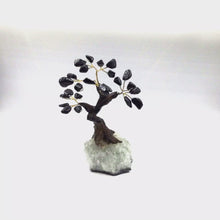 Load and play video in Gallery viewer, 360 view of Black Tourmaline Gemstone Tree with quartz base small
