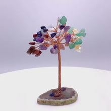 Cargar y reproducir el video en el visor de la galería, Wire-Wrapped Seven Chakra Tree with Agate Slice Base

