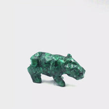Load and play video in Gallery viewer, Hand-Carved Malachite Hippopotamus Figurine

