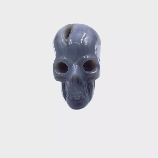 360 video of Blue Lace Agate Skull Head 