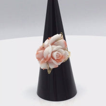 Load and play video in Gallery viewer, Italian Angel Skin Coral Floral Ring in 14k Gold
