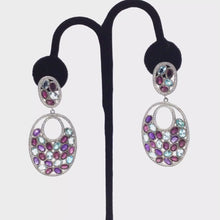 Загружайте и воспроизводите видео в средстве просмотра галереи Multi Gemstones Double Oval Shape Earrings in Sterling Silver
