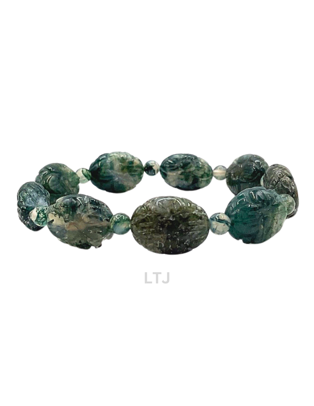 Natural gemstone carved bead bracelet (16mm)
