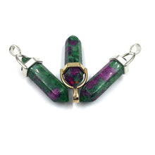 Cargar imagen en el visor de la galería, Anyolite Ruby in Zoisite Point Pendants with metal bails
