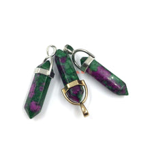 Cargar imagen en el visor de la galería, Anyolite Ruby in Zoisite Point Pendants with metal bails
