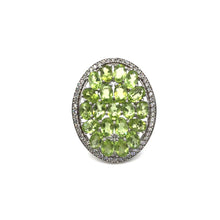 Load image into Gallery viewer, Peridot Oval with Diamonique Ring in Sterling Silver
