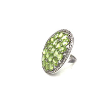 Load image into Gallery viewer, Peridot Oval with Diamonique Ring in Sterling Silver
