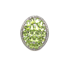 Cargar imagen en el visor de la galería, Peridot Oval with Diamonique Ring in Sterling Silver
