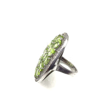 Load image into Gallery viewer, Peridot Oval with Diamonique Ring in Sterling Silver
