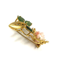 Load image into Gallery viewer, Italian Coral Flower Brooch in 14k Gold
