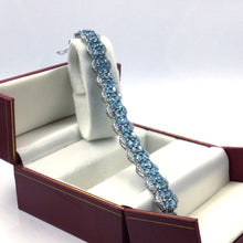 将图片加载到图库查看器，Aquamarine with diamonique bracelet in sterling silver with clasp 

