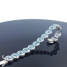 将图片加载到图库查看器，Aquamarine stones in sterling silver bangle bracelet with diamonique

