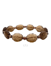 Cargar imagen en el visor de la galería, Natural gemstone carved bead bracelet (16mm)
